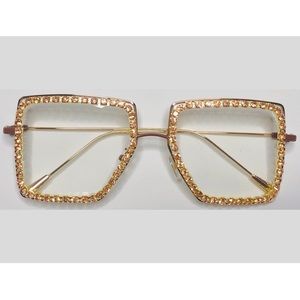 Women’s Tan/Brown Square Bling Eyeglasses